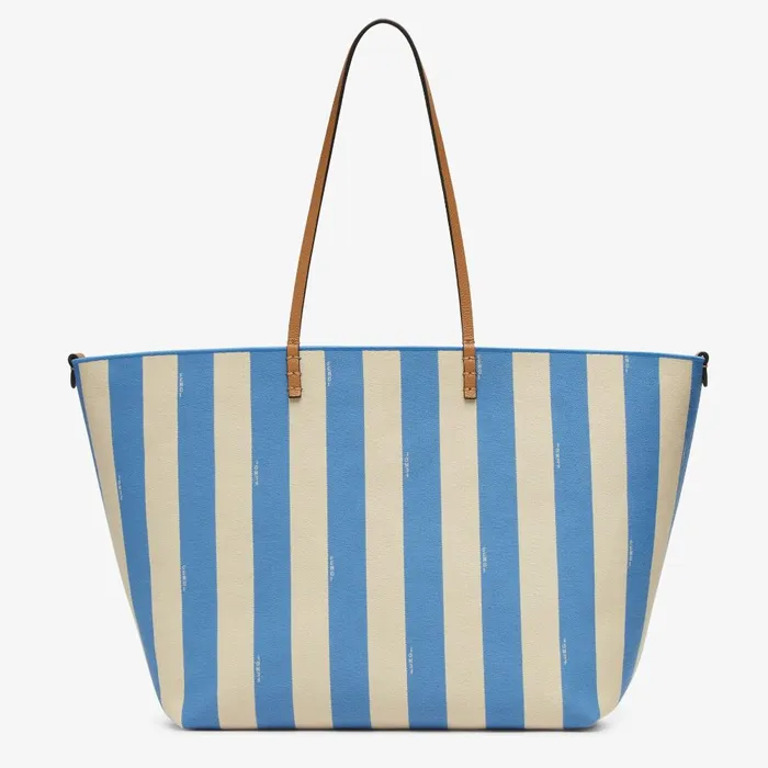 Fendi Tote Bags Large Roll Reversible Shopper In Pequin Striped And Light Blue FF Fabric 8211 Women Fendi Tote Bags Large Roll Reversible Shopper In Pequin Striped And Light Blue FF Fabric 8211 Women