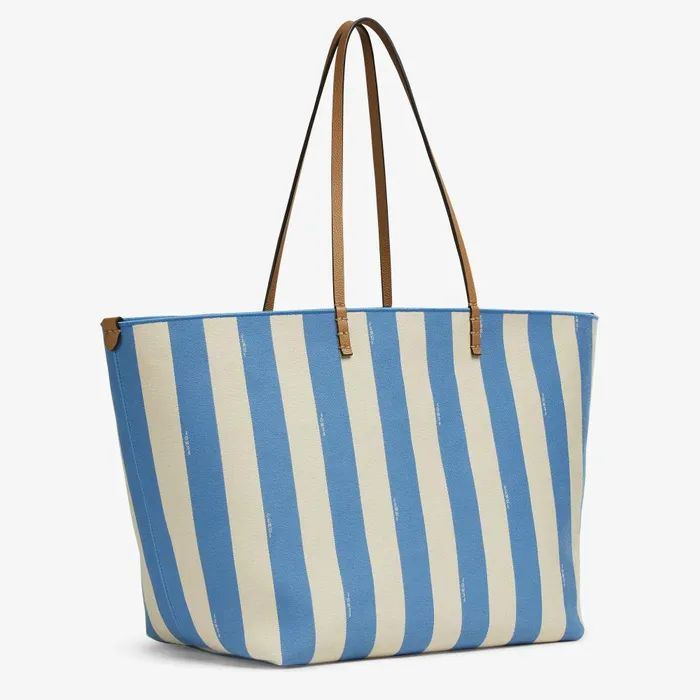 Fendi Tote Bags Large Roll Reversible Shopper In Pequin Striped And Light Blue FF Fabric 8211 Women