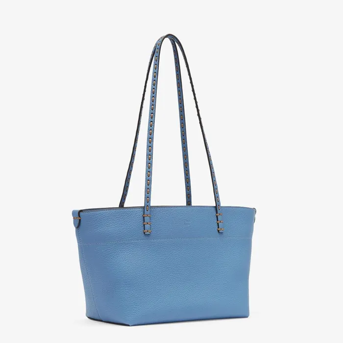 Fendi Tote Bags Small Roll Blue Leather Shopper 8211 Women