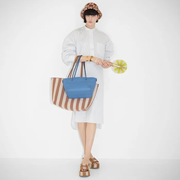 Fendi Tote Bags Small Roll Blue Leather Shopper 8211 Women