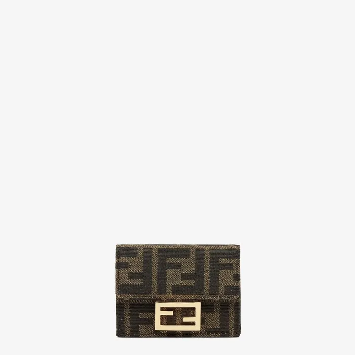Fendi Wallets Micro Trifold Brown Fabric Wallet 8211 Women