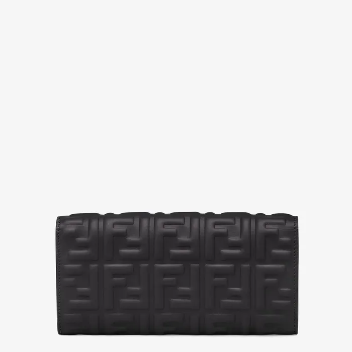 Fendi Wallets On Chain Baguette Continental Wallet With Chain Black Nappa Leather Wallet 8211 Women