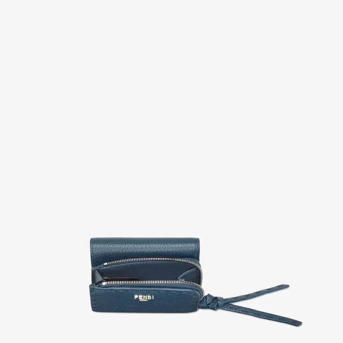 Fendi Wallets Peekaboo Micro Trifold Blue Selleria Wallet With 82 Handsewn Stitches 8211 Women
