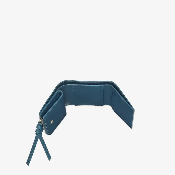 Fendi Wallets Peekaboo Micro Trifold Blue Selleria Wallet With 82 Handsewn Stitches 8211 Women