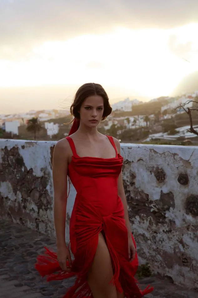 For Love and Lemons Dresses Anisa Fringe Midi Dress Red 8211 Women For Love and Lemons Dresses Anisa Fringe Midi Dress Red 8211 Women