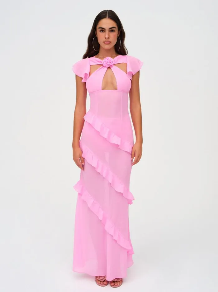 For Love and Lemons Dresses Jessica Chiffon Maxi Dress Pink 8211 Women
