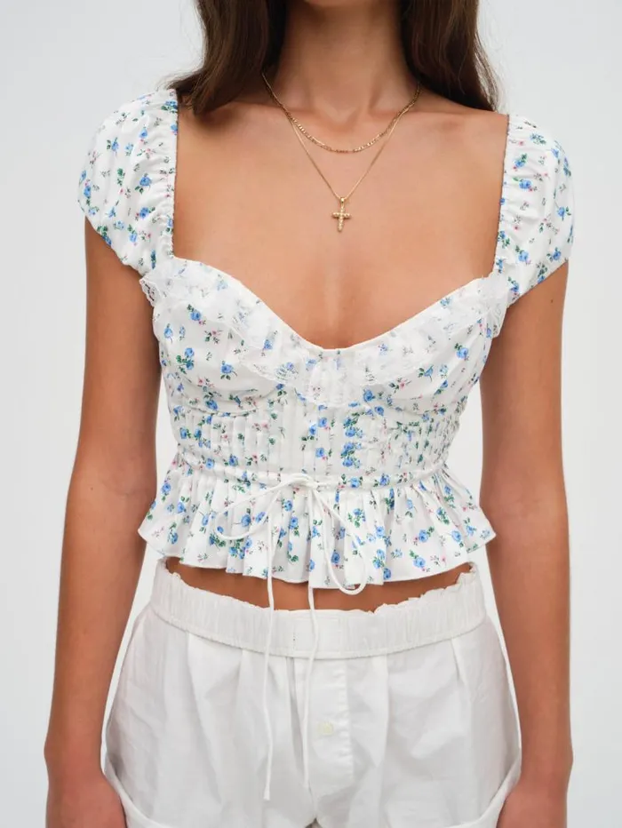 For Love and Lemons Tops Opal Floral Blouse Ivory 8211 Women