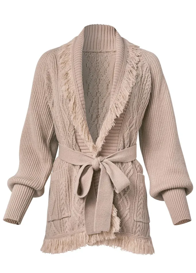 FRINGE DETAIL CARDIGAN Taupe Women VENUS Cardigans and Dusters