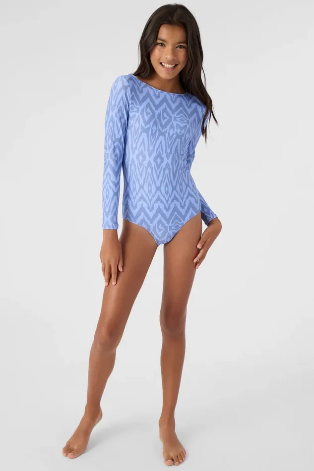 GIRL039S ISABELLA IKAT TWIST BACK LONG SLEEVE SURF SUIT Women O039NEILL Girl039S Swim