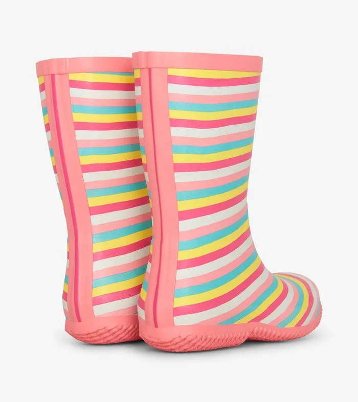 Girls Pretty Stripes Packable Rain Boots Hatley