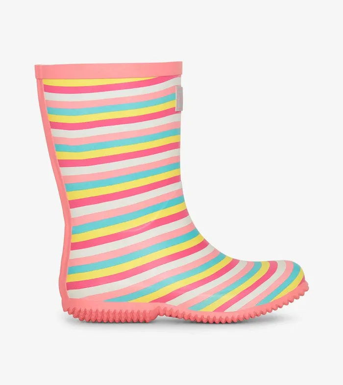 Girls Pretty Stripes Packable Rain Boots Hatley