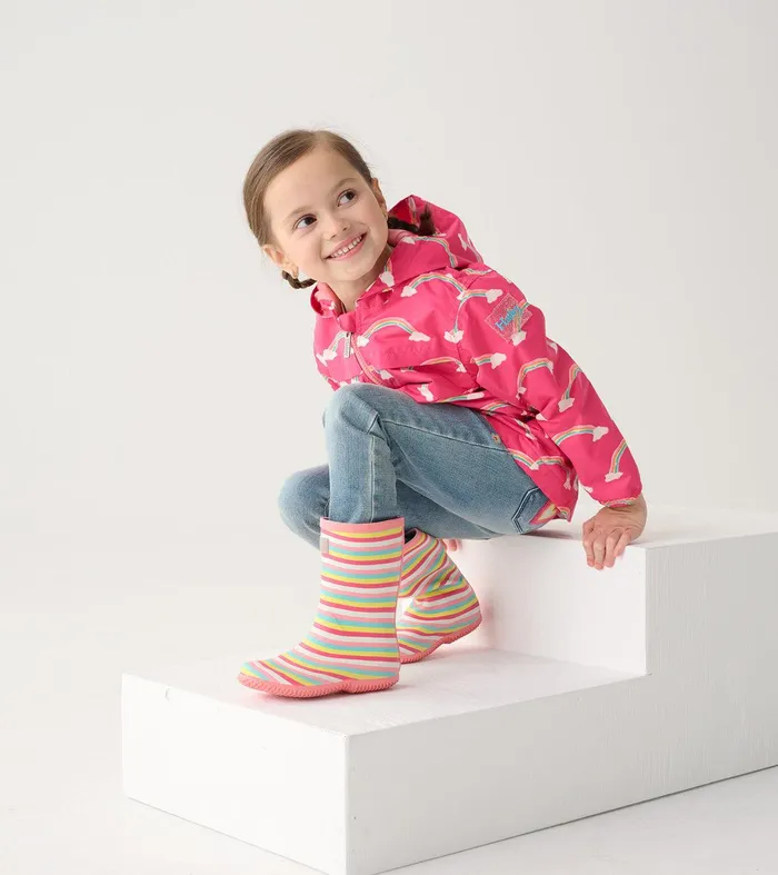 Girls Pretty Stripes Packable Rain Boots Hatley