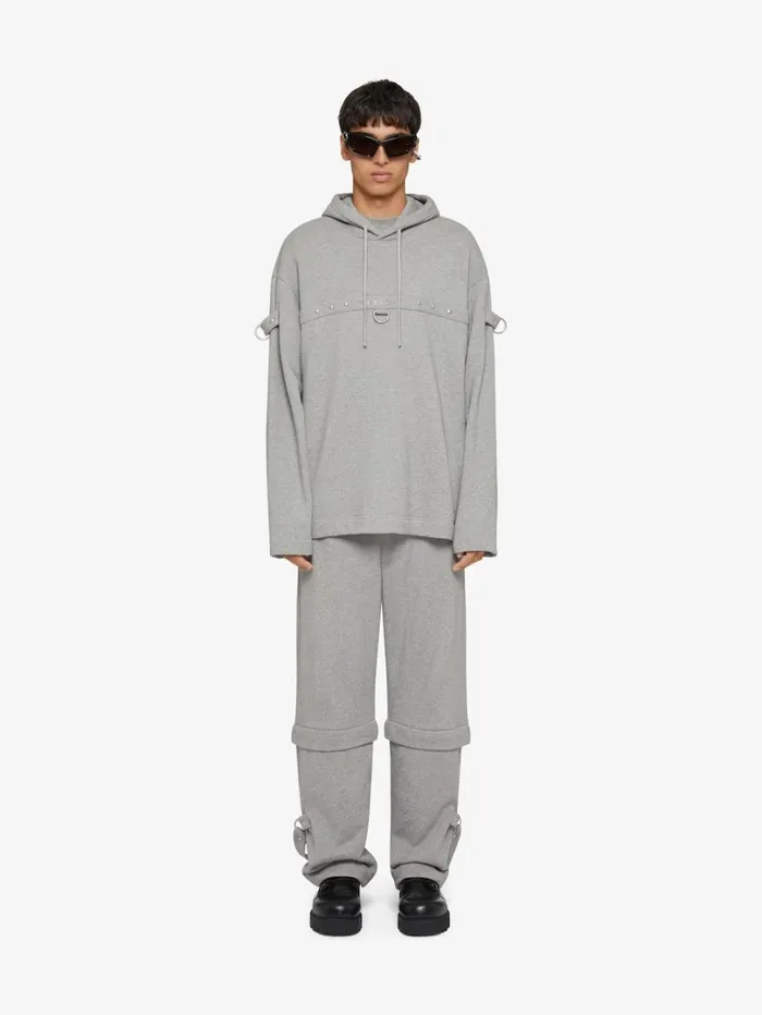 Givenchy 2in1 Detachable Pants In Fleece With Suspenders Light Grey Melange Men Pants and Shorts Givenchy 2in1 Detachable Pants In Fleece With Suspenders Light Grey Melange Men Pants and Shorts
