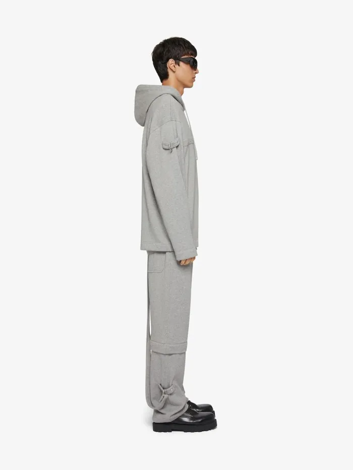 Givenchy 2in1 Detachable Pants In Fleece With Suspenders Light Grey Melange Men Pants and Shorts