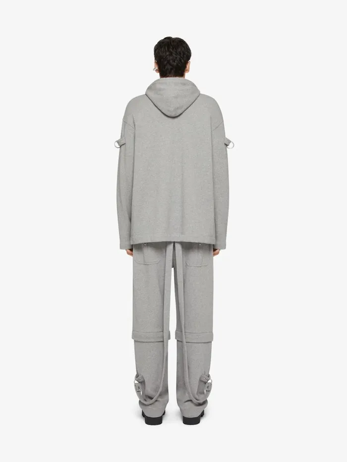 Givenchy 2in1 Detachable Pants In Fleece With Suspenders Light Grey Melange Men Pants and Shorts