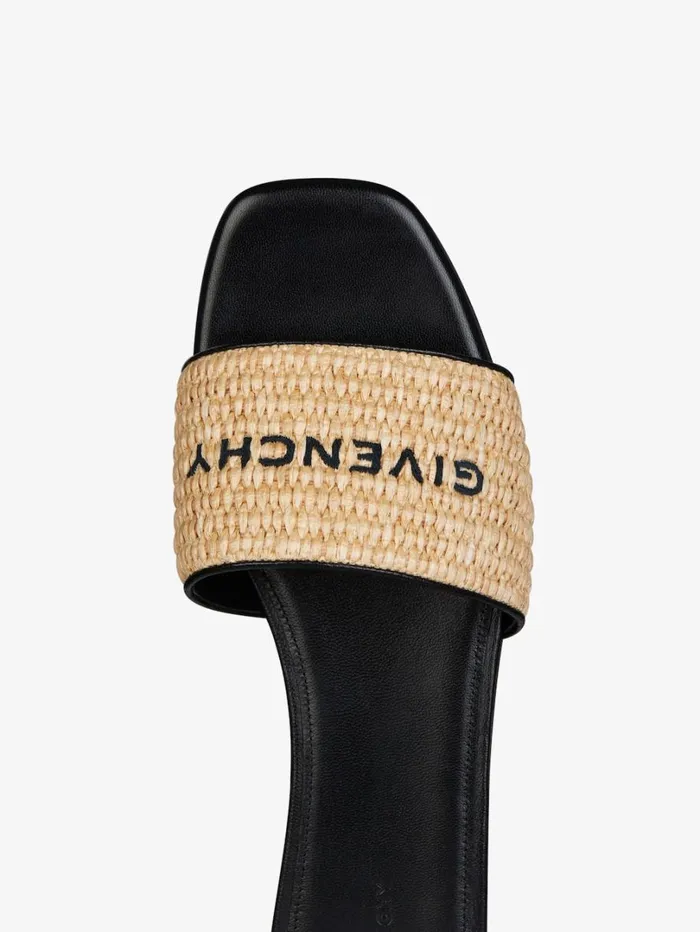 Givenchy 4G Flat Mules In Raffia Beigeblack Women Shark Lock Givenchy 4G Flat Mules In Raffia Beigeblack Women Shark Lock