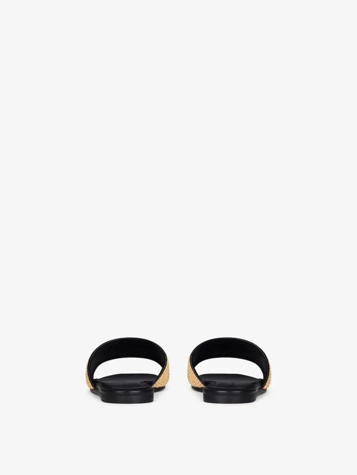 Givenchy 4G Flat Mules In Raffia Beigeblack Women Shark Lock Givenchy 4G Flat Mules In Raffia Beigeblack Women Shark Lock