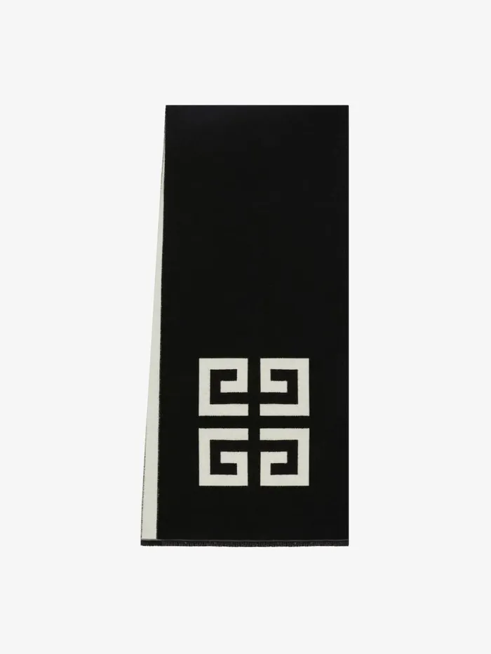 Givenchy 4G Scarf In Wool Blackwhite Men Scarves and Ties
