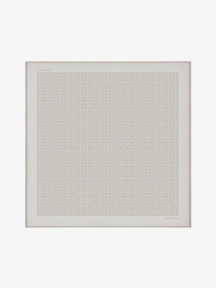 Givenchy 4G Shawl In Silk And Wool Dust Grey Women Scarves