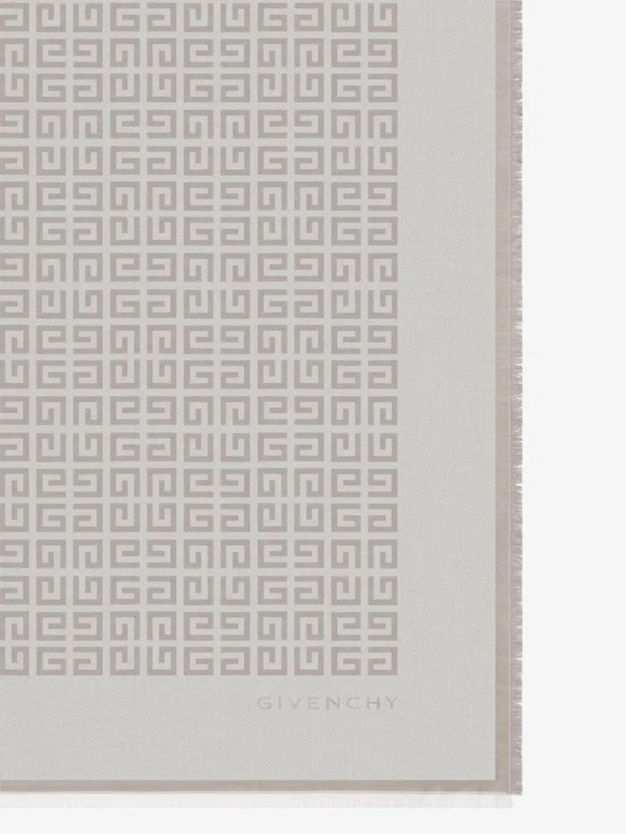 Givenchy 4G Shawl In Silk And Wool Dust Grey Women Scarves Givenchy 4G Shawl In Silk And Wool Dust Grey Women Scarves