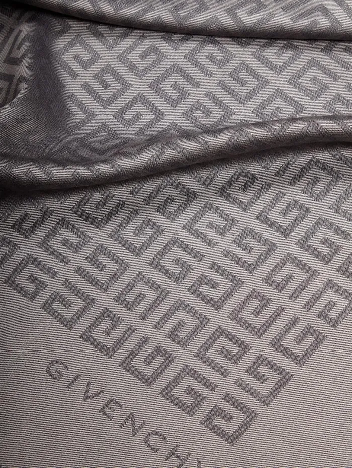 Givenchy 4G Shawl In Silk And Wool With Lurex Smoke Grey Women Scarves Givenchy 4G Shawl In Silk And Wool With Lurex Smoke Grey Women Scarves
