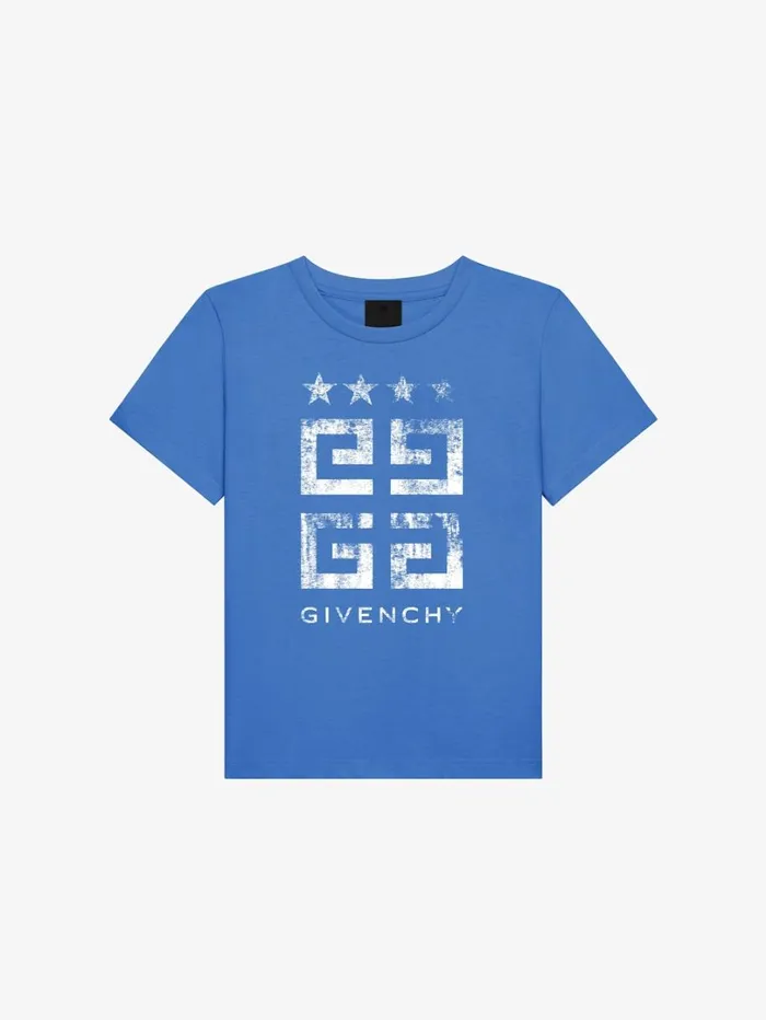 Givenchy 4G Stars Tshirt In Cotton Blue Men Boy 4 To 12 Years