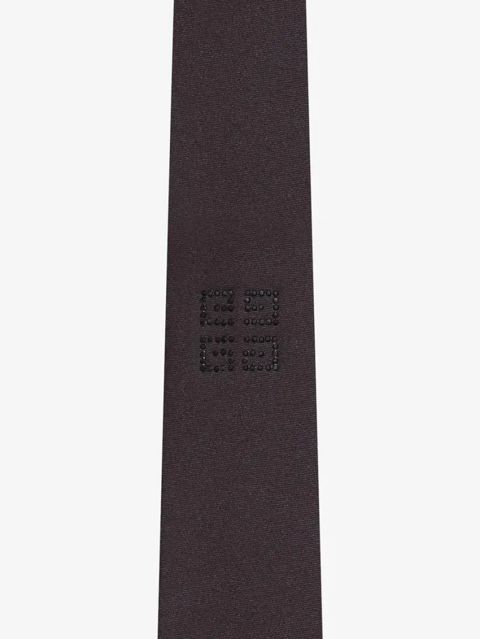 Givenchy 4G Tie In Silk With Rhinestones Black Men Scarves and Ties Givenchy 4G Tie In Silk With Rhinestones Black Men Scarves and Ties