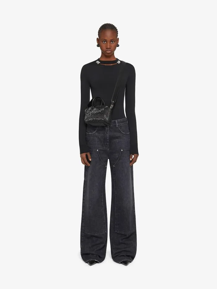 Givenchy Antigona Toy Bag In Satin With Strass Black Women Shoulder Bags Givenchy Antigona Toy Bag In Satin With Strass Black Women Shoulder Bags