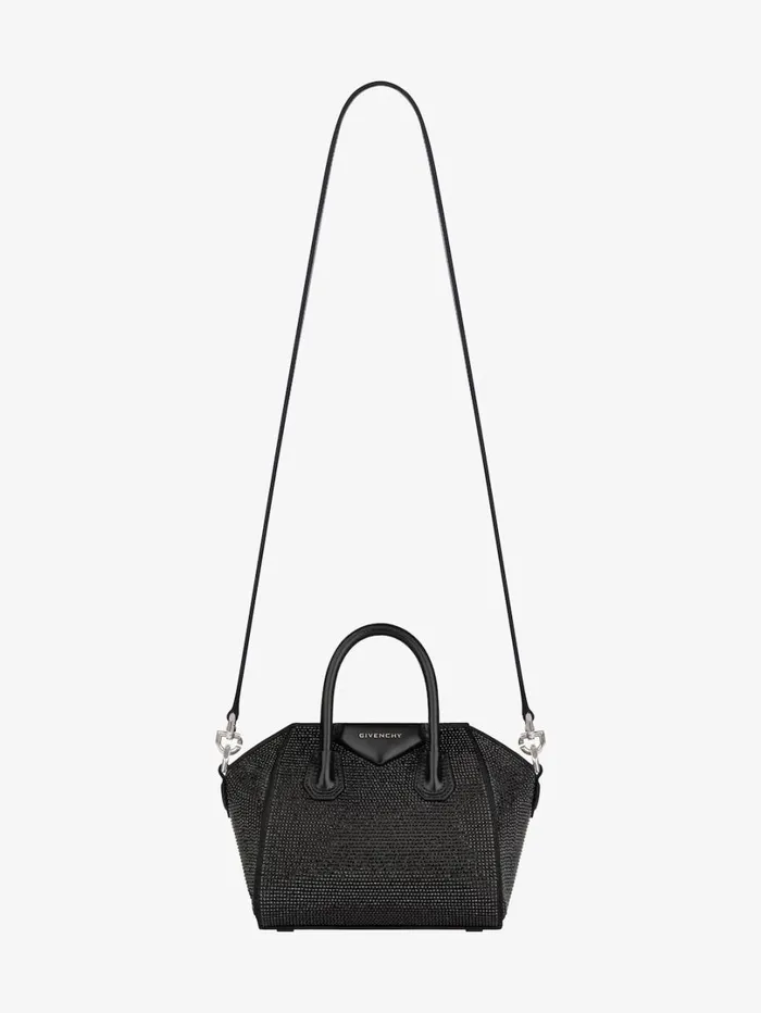 Givenchy Antigona Toy Bag In Satin With Strass Black Women Shoulder Bags Givenchy Antigona Toy Bag In Satin With Strass Black Women Shoulder Bags