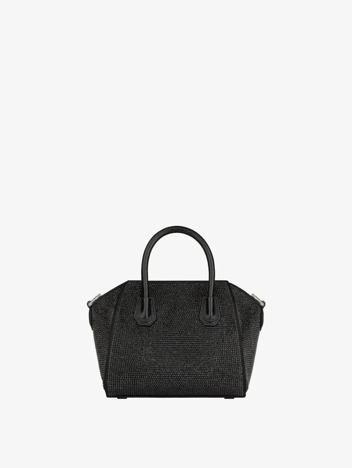 Givenchy Antigona Toy Bag In Satin With Strass Black Women Shoulder Bags Givenchy Antigona Toy Bag In Satin With Strass Black Women Shoulder Bags