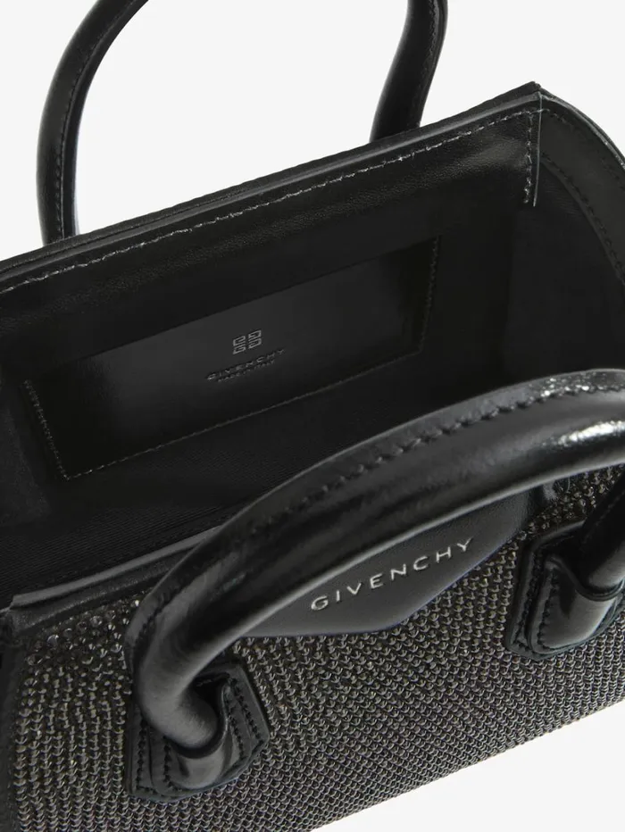 Givenchy Antigona Toy Bag In Satin With Strass Black Women Shoulder Bags Givenchy Antigona Toy Bag In Satin With Strass Black Women Shoulder Bags