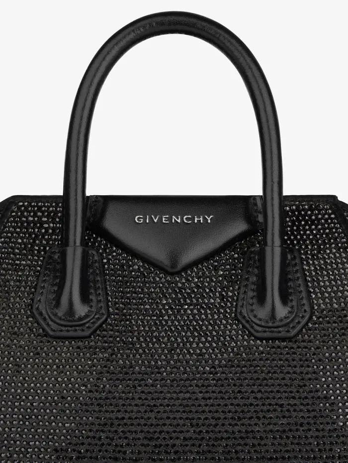 Givenchy Antigona Toy Bag In Satin With Strass Black Women Shoulder Bags Givenchy Antigona Toy Bag In Satin With Strass Black Women Shoulder Bags