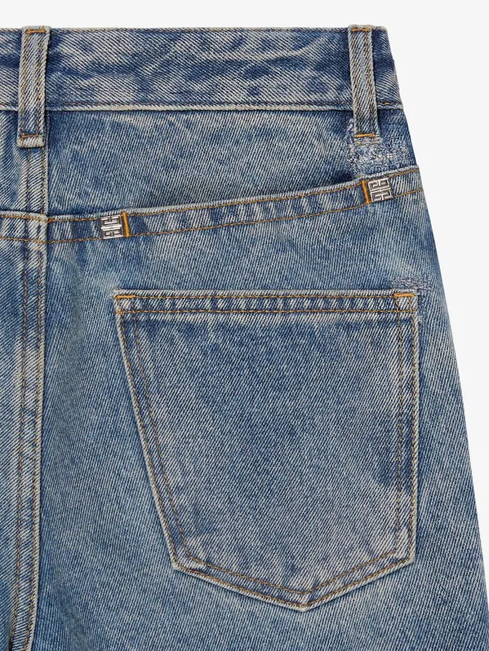Givenchy Boot Cut Pants In Denim With Chain Details Medium Blue Women Pants and Shorts