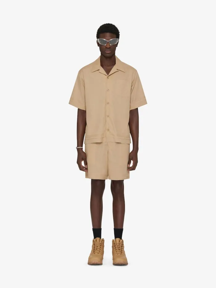 Givenchy Boxy Fit Shirt In 4G Cotton Beige Men Shirts