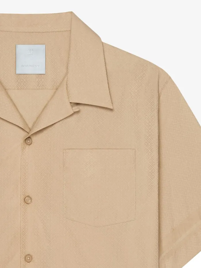 Givenchy Boxy Fit Shirt In 4G Cotton Beige Men Shirts