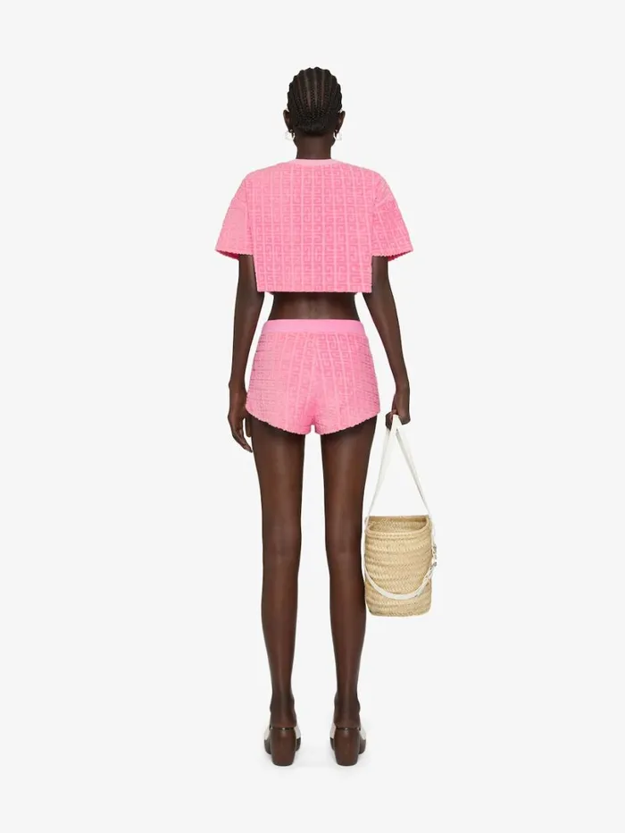 Givenchy Cropped Tshirt In 4G Cotton Towelling Old Pink Women TShirts