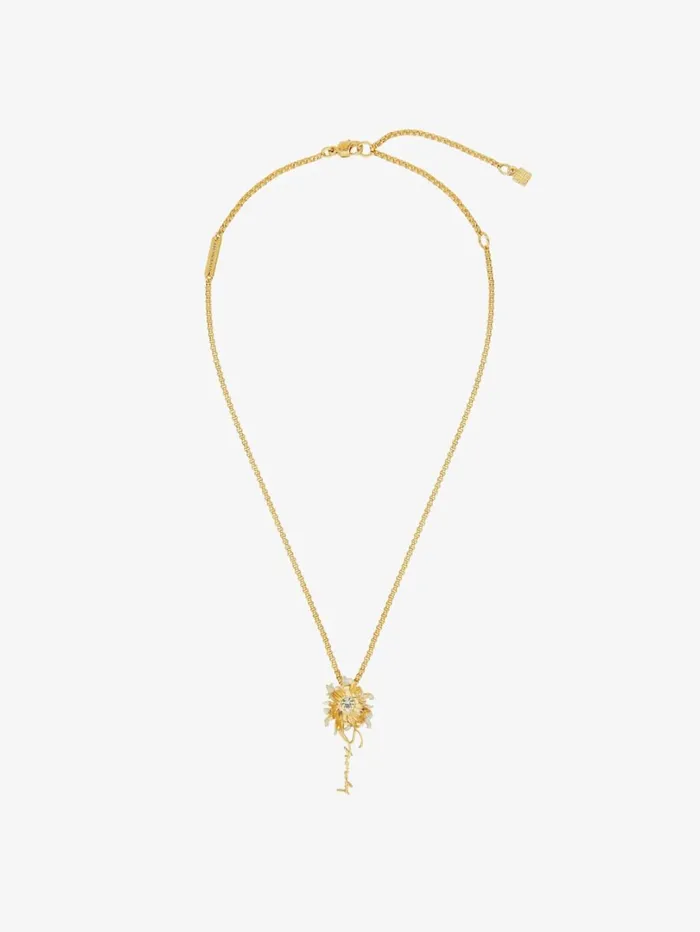 Givenchy Daisy Necklace In Metal And Enamel With Crystal Goldenwhite Women Jewelry
