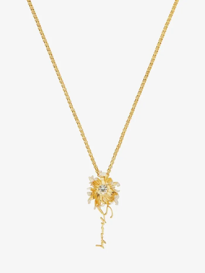 Givenchy Daisy Necklace In Metal And Enamel With Crystal Goldenwhite Women Jewelry Givenchy Daisy Necklace In Metal And Enamel With Crystal Goldenwhite Women Jewelry