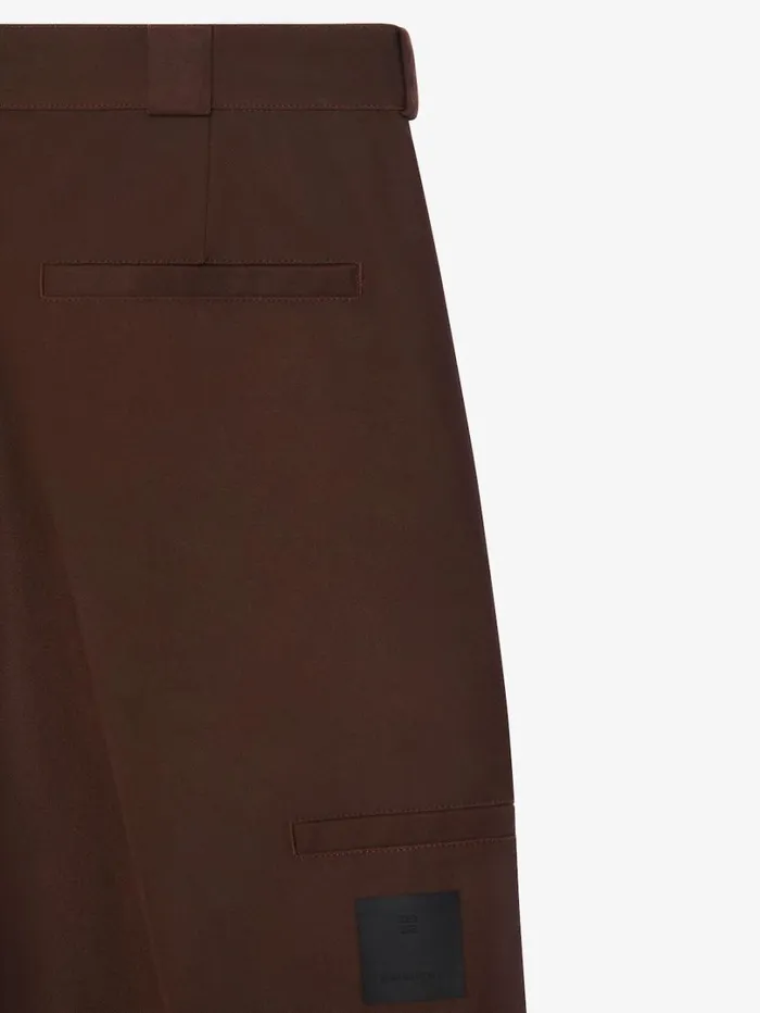Givenchy Extra Wide Chino Bermuda Shorts In Canvas Brown Men Pants and Shorts