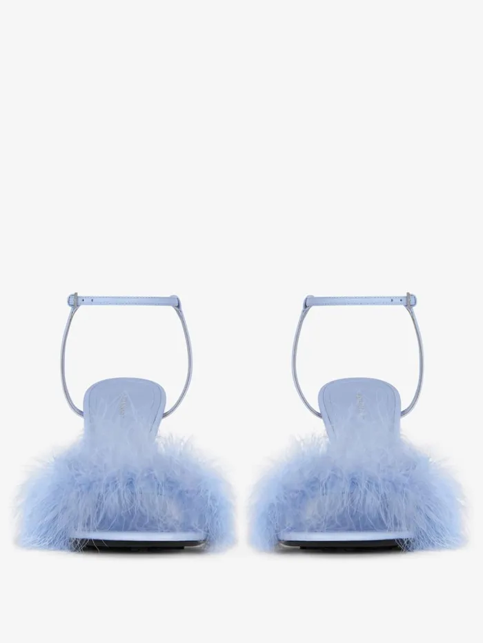 Givenchy G Cube Sandals In Leather With Feathers Cornflower Women Heels Givenchy G Cube Sandals In Leather With Feathers Cornflower Women Heels