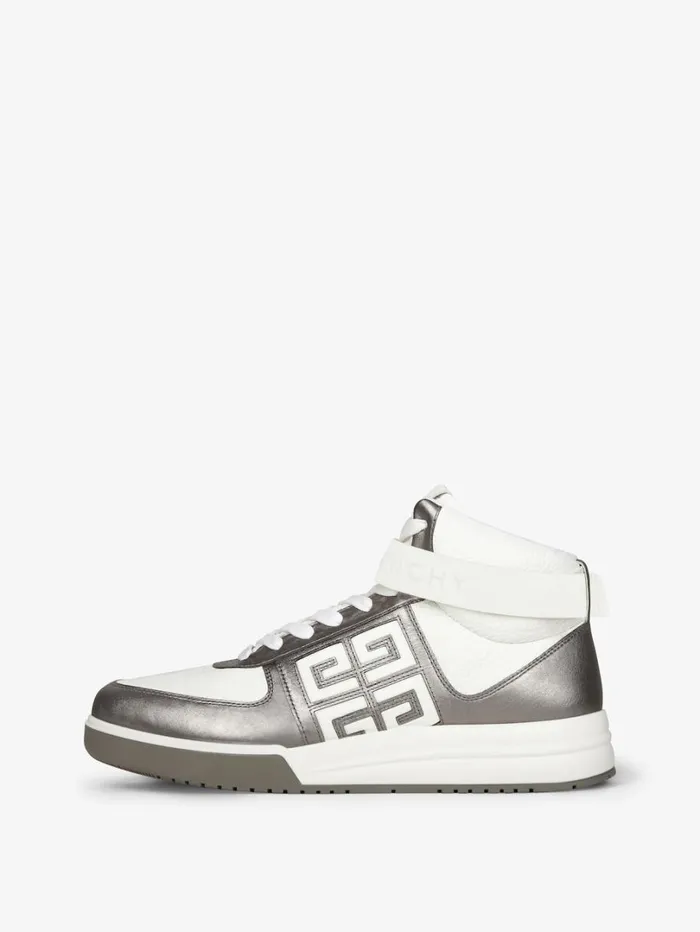 Givenchy G4 High Top Sneakers In Laminated Leather Silvery Grey Men Sneakers Givenchy G4 High Top Sneakers In Laminated Leather Silvery Grey Men Sneakers