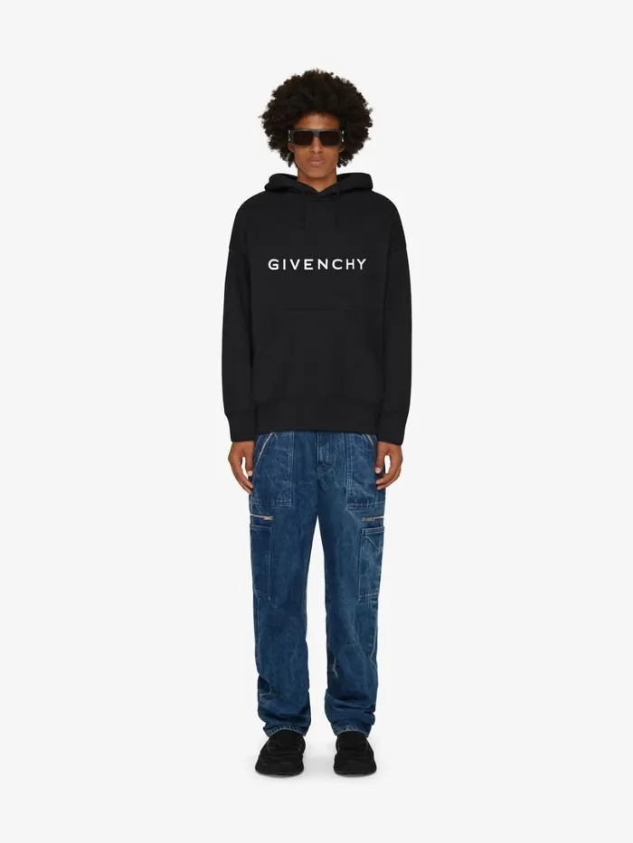 Givenchy GIVENCHY Archetype Slim Fit Hoodie In Fleece Black Men Sweatshirts and Hoodies Givenchy GIVENCHY Archetype Slim Fit Hoodie In Fleece Black Men Sweatshirts and Hoodies