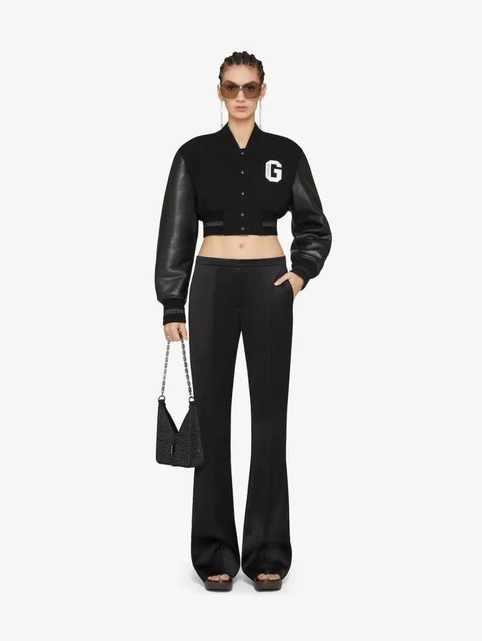 Givenchy GIVENCHY College Cropped Varsity Jacket In Wool And Leather Blackwhite Women Outerwear and Blousons Givenchy GIVENCHY College Cropped Varsity Jacket In Wool And Leather Blackwhite Women Outerwear and Blousons