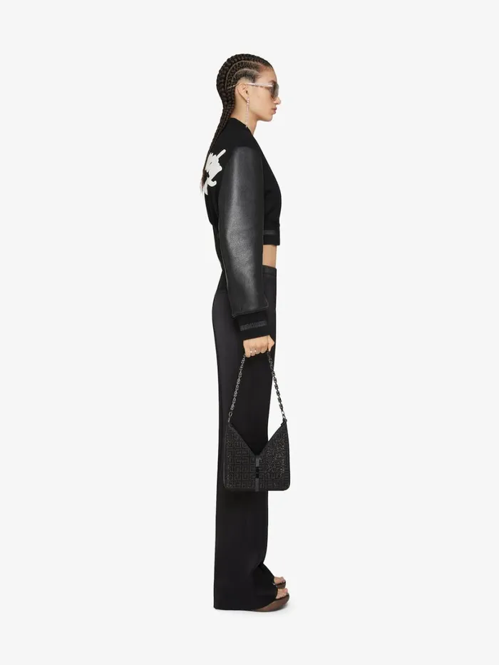 Givenchy GIVENCHY College Cropped Varsity Jacket In Wool And Leather Blackwhite Women Outerwear and Blousons