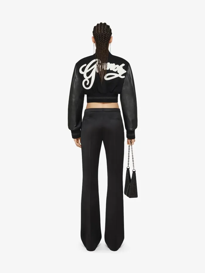 Givenchy GIVENCHY College Cropped Varsity Jacket In Wool And Leather Blackwhite Women Outerwear and Blousons