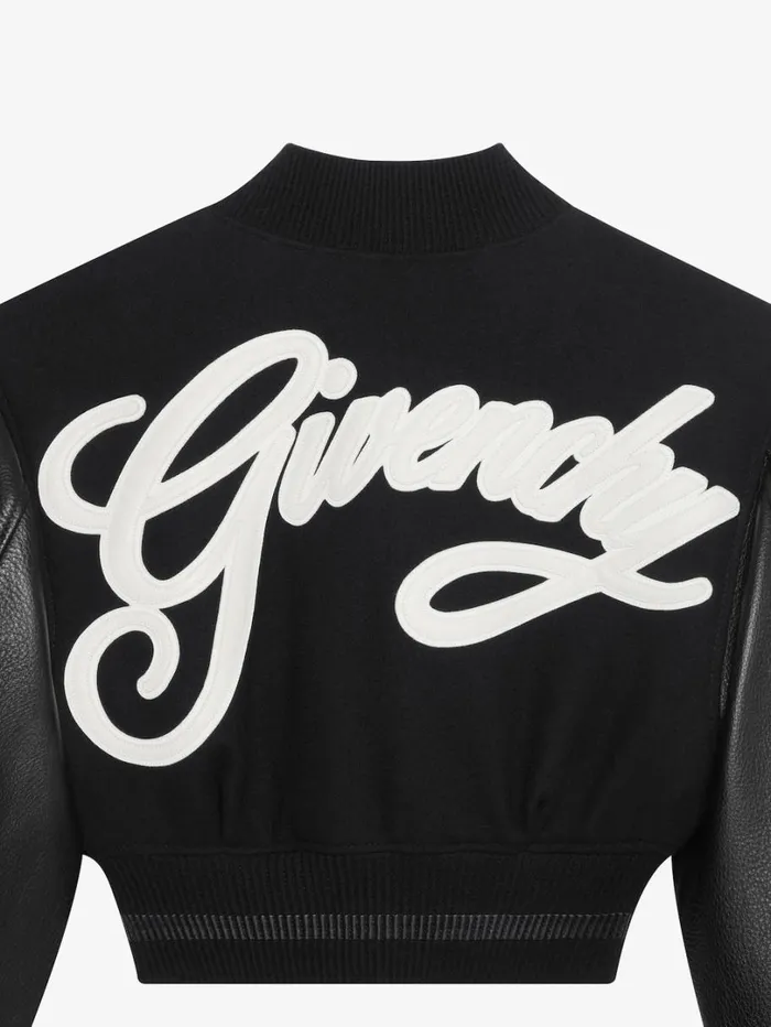 Givenchy GIVENCHY College Cropped Varsity Jacket In Wool And Leather Blackwhite Women Outerwear and Blousons