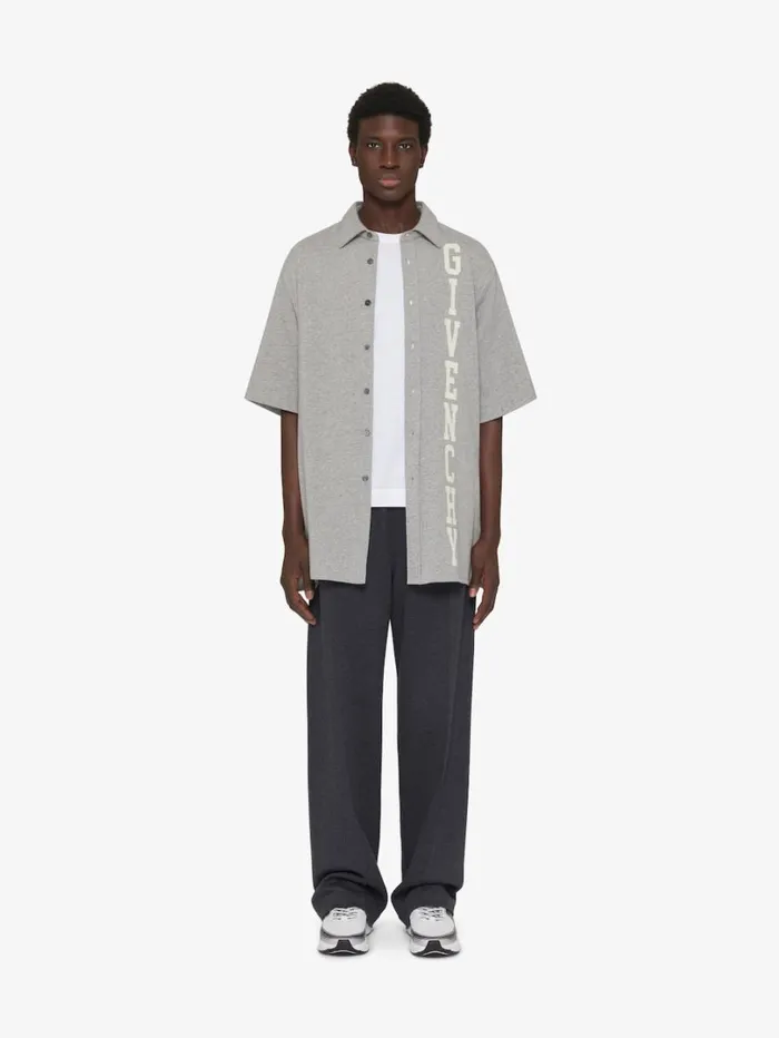 Givenchy GIVENCHY College Shirt In Fleece Light Grey Melange Men Shirts