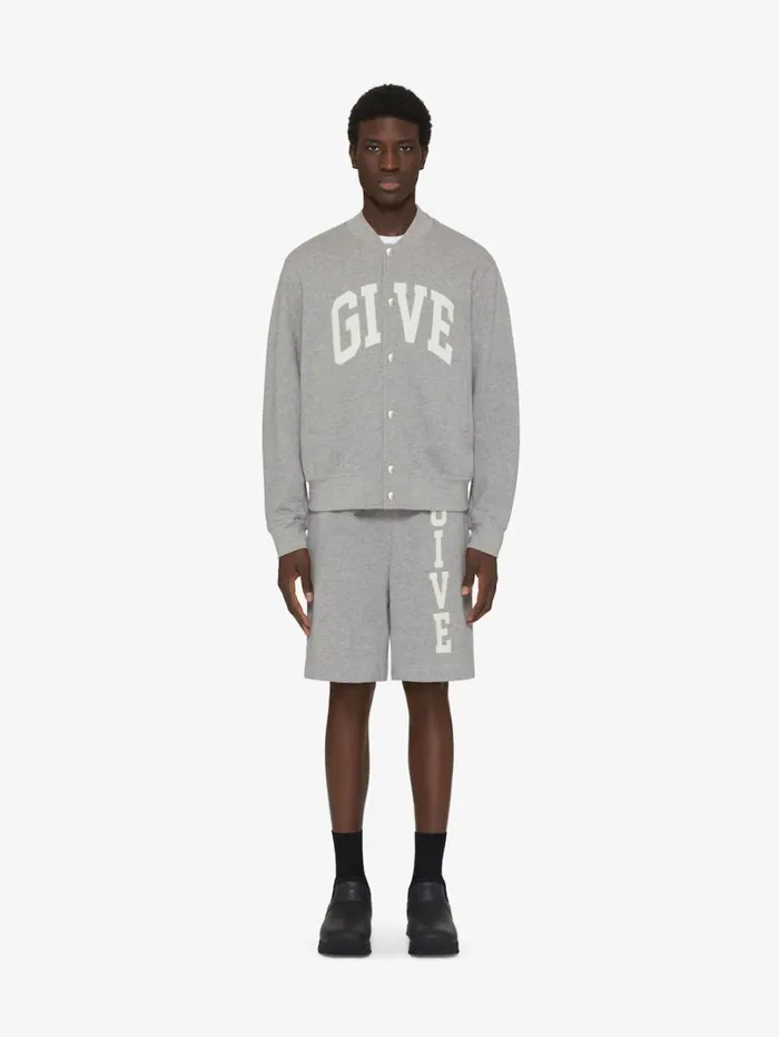 Givenchy GIVENCHY College Varsity Jacket In Fleece Light Grey Melange Men Outerwear and Blousons Givenchy GIVENCHY College Varsity Jacket In Fleece Light Grey Melange Men Outerwear and Blousons
