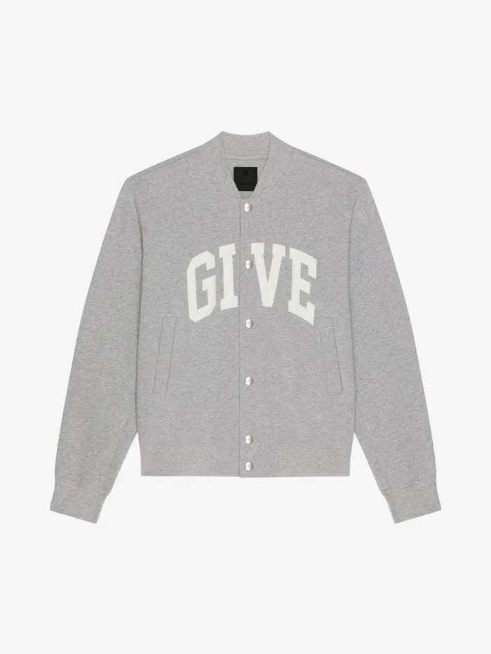 Givenchy GIVENCHY College Varsity Jacket In Fleece Light Grey Melange Men Outerwear and Blousons