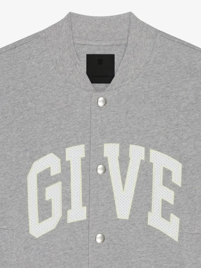 Givenchy GIVENCHY College Varsity Jacket In Fleece Light Grey Melange Men Outerwear and Blousons